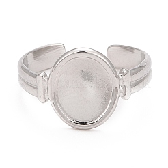Anillo de puño abierto con forma ovalada de acero inoxidable 304 antideslustre para mujer&nbsp;RJEW-C025-04P