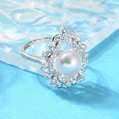 Rhodinierte 925 verstellbare Ringe aus Sterlingsilber für Damen&nbsp;RJEW-M065-01P