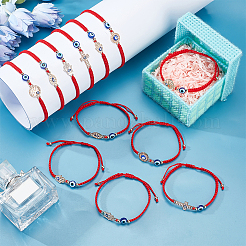 2 Set aus geflochtenen Perlenarmbändern mit bösem Blick aus Harz&nbsp;BJEW-PH0004-19