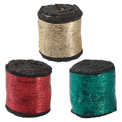 Thème de Noël 3 rouleau 3 couleurs ruban effiloché en polyester&nbsp;DIY-TA0011-47B
