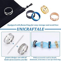20 Stück 5 Stil 201 Edelstahl geriffelte Fingerring-Einstellungen&nbsp;STAS-UN0040-17