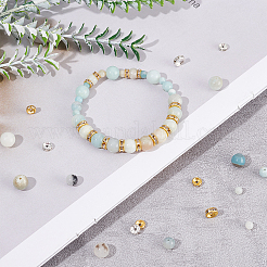 DIY-Sets zur Herstellung von Stretch-Armbändern aus natürlichem Amazonit mit Blumen&nbsp;DIY-CA0003-19