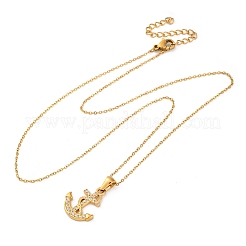 Collane con ciondolo a forma di ancora in cristallo e strass in acciaio inossidabile 304&nbsp;NJEW-Z057-01A-G
