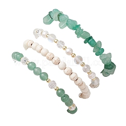 4 pz 4 stili di braccialetti elastici con perline di pietre preziose naturali&nbsp;BJEW-JB11596