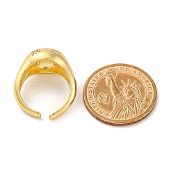 Gestellplattierung Messing Mikropflaster klare Zirkonia Manschettenfingerringe für Frauen&nbsp;RJEW-M028-22G-02