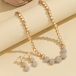 Messing Kristall Strass flache runde Gliederkette Halsketten & Ohrstecker baumeln Sets für Frauen&nbsp;FS-WG8EC1E-01