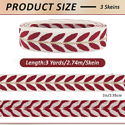 Rubans jacquard en polyester à motif de feuilles de 3 mètre&nbsp;SRIB-WH20020-020F