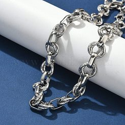 Strukturierte Doppelring-Gliederketten aus 304 Edelstahl&nbsp;NJEW-S453-02P-C