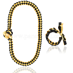 Polyester-Abschluss-Ehrenband & geflochtene Armbänder & Broschen-Sets&nbsp;AJEW-WH20816-001A