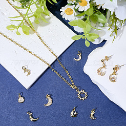 10 pendentif en laiton micro pavé transparent en zircone cubique sur le thème de la lune&nbsp;KK-SC0007-44