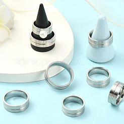 16 stücke 8 stile 201 edelstahl geriffelte finger ring einstellungen&nbsp;STAS-SC0010-57