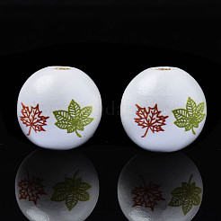 Perles en bois naturel imprimé halloween&nbsp;WOOD-S057-088