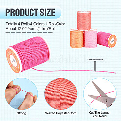 4 rollo de cordón de poliéster encerado redondo de 4 colores&nbsp;YC-TA0001-27A