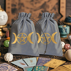 Rechteckige Tarot-Aufbewahrungsbeutel aus Samt mit Goldprägung und Kordelzug zur Wahrsagung&nbsp;ABAG-WH20001-25D