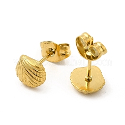 Pendientes de botón con forma de concha de acero inoxidable 304 con revestimiento iónico (IP) para mujer&nbsp;EJEW-I281-33G