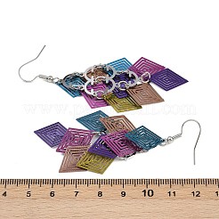 Boucles d'oreilles pendantes en forme de losange en acier inoxydable 430&nbsp;EJEW-A137-01P-03