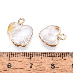Ciondoli a forma di cuore in perle keshi naturali galvanizzate&nbsp;PEAR-P004-25KCG-01