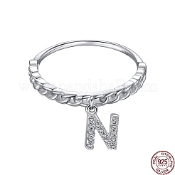Anillo de dedo de plata de ley chapado en rodio con circonita cúbica transparente para mujer&nbsp;RJEW-F150-16B-11P
