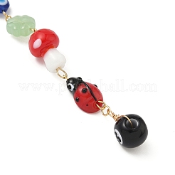Perles de verre artisanales en forme de champignon et de mauvais œil et décorations suspendues en acrylique&nbsp;HJEW-JM04046-02