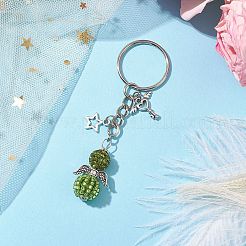 Porte-clés en alliage avec perles de rocaille en verre&nbsp;KEYC-MZ00010-05