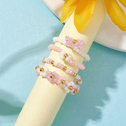 4 Stück Stretch-Fingerringe aus Glasperlen im 4-Stil&nbsp;RJEW-JR00661-04