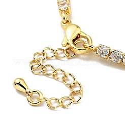 Fleur avec bracelet à maillons en émail mauvais œil avec chaînes de tennis en zircone cubique transparente&nbsp;BJEW-G650-03G