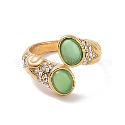 Bague de manchette ouverte ovale en pierres précieuses avec strass en cristal&nbsp;STAS-E168-10C-G