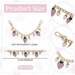 2 pz lega smaltata ciondolo fragola catena in alluminio borsa catene decorative&nbsp;HJEW-UN00094
