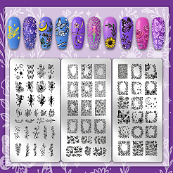 3 Stück Nailart-Bildvorlagen aus Kunststoff&nbsp;AJEW-PH0006-64