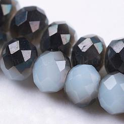 Perlas de rondelle facetado de vidrio electrochapa hebras&nbsp;EGLA-D020-3x2mm-M3