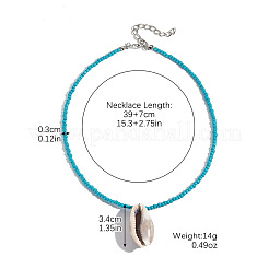 Sommerstrand Naturmuschel Anhänger Glasperlen Halsketten für Frauen&nbsp;FS-WGEF253-12