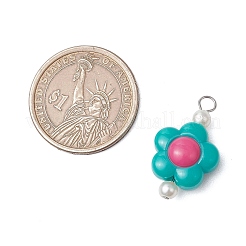 Perles acryliques opaques bicolores avec pendentifs à tête plate en acier inoxydable 304&nbsp;PALLOY-JF03483-02