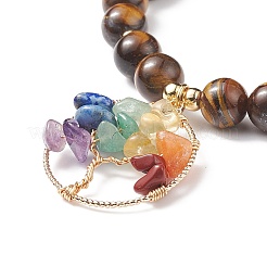 Bracelet extensible en oeil de tigre naturel&nbsp;BJEW-JB08748-03