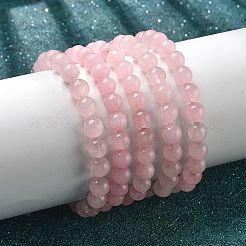 Natürliche Rose Quarz Perle Stretch Armbänder&nbsp;X-BJEW-K212-B-045