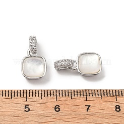 Micro pavé de zircones cubiques en laiton avec breloques en coquillage naturel&nbsp;KK-G533-15P
