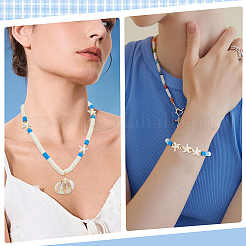 DIY-Scheiben/flache runde Polymer-Tonperlen und Emaille-Legierungs-Charm-Sets zum Basteln von Stretch-Armbändern mit Ozean-Motiv&nbsp;DIY-SP0003-40