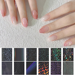 12 Rolle 2 Stile Pet Aurora Nagelfolien Blumen-Transferpapier&nbsp;STIC-SP0001-08