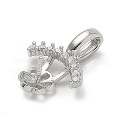 925 Sterling Silber Pavé klare Zirkonia Krone Blume Anhänger Öse&nbsp;STER-P068-03P