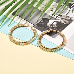 Orecchini a cerchio con perline tonde sfaccettate in vetro&nbsp;EJEW-JE04599