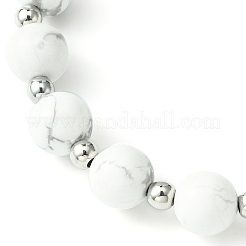 Braccialetti di perline intrecciate rotonde e incrociate di howlite naturale&nbsp;BJEW-TA00321-03