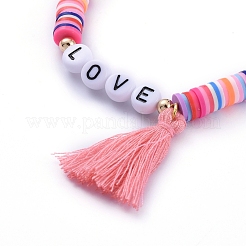 Bracciali elasticizzati fatti a mano in perle di argilla polimerica&nbsp;BJEW-JB05086-02