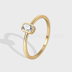 Schlichte Fingerringe aus Messing mit Zirkonia für Damen&nbsp;FS-WGDD3D9-01