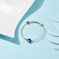Rond au chalumeau avec bracelet manchette perlé mauvais œil&nbsp;BJEW-JB08333-03