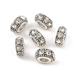 Flache runde antiken überzogenen Silber-Legierung Strass European Beads&nbsp;X-ALRI-Q228-10H