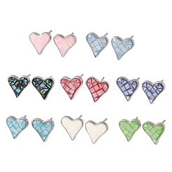 Pendientes de corazón de esmalte de latón&nbsp;EJEW-I322-08P