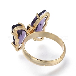 Anelli d'ottone regolabili in vetro&nbsp;RJEW-P148-A01-03