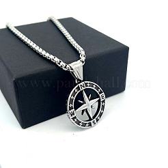 Colliers pendentifs boussole vintage punk en acier inoxydable 304&nbsp;MZ7363