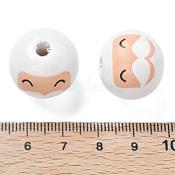Cuentas europeas de madera de schima con estampado navideño&nbsp;WOOD-G023-17A