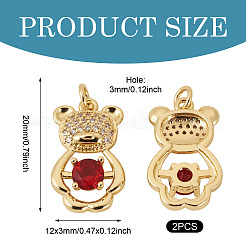 Ciondoli in ottone con micro pavé di zirconi da 2 pezzo&nbsp;KK-TA0002-81B