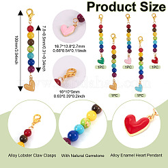 5 pièces 5 couleurs alliage émail coeur pendentif décorations&nbsp;HJEW-TA0001-27